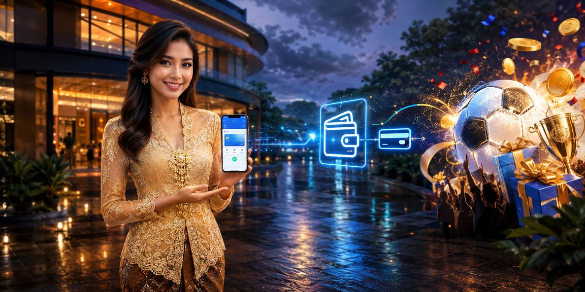 Pengguna Malaysia dalam pakaian tradisional melakukan deposit dalam talian dengan mudah menggunakan telefon pintar